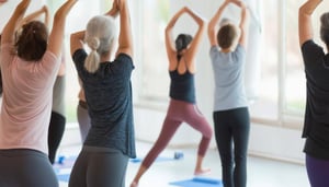 People that are stretching in a friendly inviroment